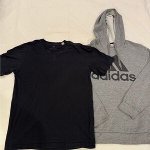 Adidas Black T-Shirt and Gray Hoodie Bundle